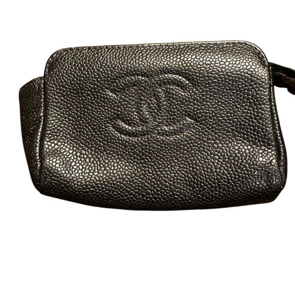Black Leather Pouch with Embossed Logo - Picture 3 of 6